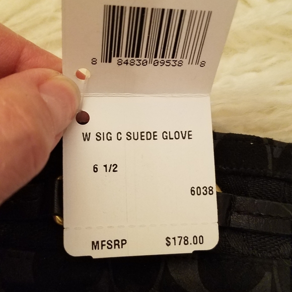 Coach black suede logo gloves. NWT. Vintage. Size 6.5 - Picture 6 of 8